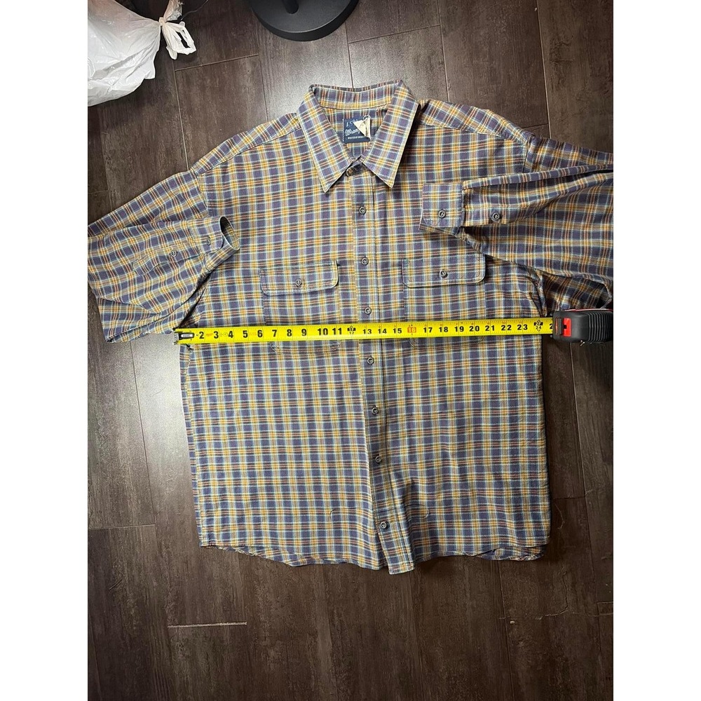 Wrangler Western Shirt Mens XL Purple Yellow Plaid Long Sleeve Button Up Flap - Picture 5 of 6
